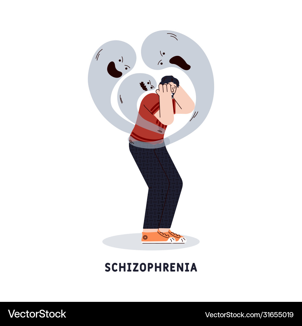 Schizophrenie geistige Störung Symbol Cartoon flach Schizophrenie geistige Störung Symbol Cartoon flach vektorbild