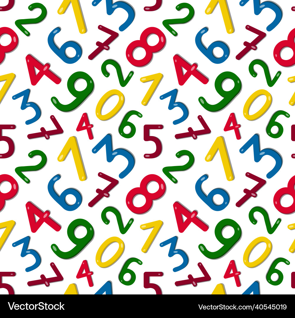 Seamless pattern with a set of colored numbers Vector Image