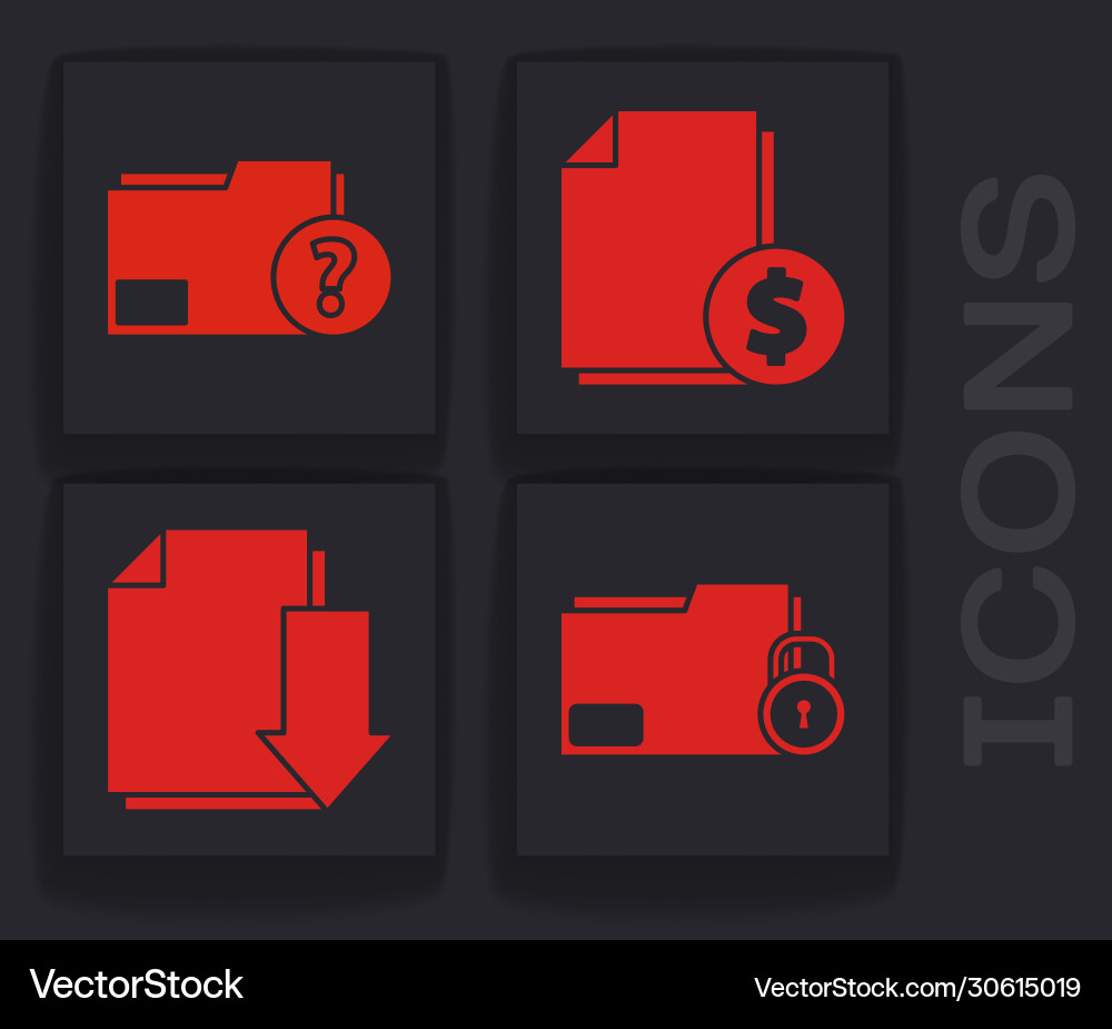 Set folder and lock unknown document Vector Image