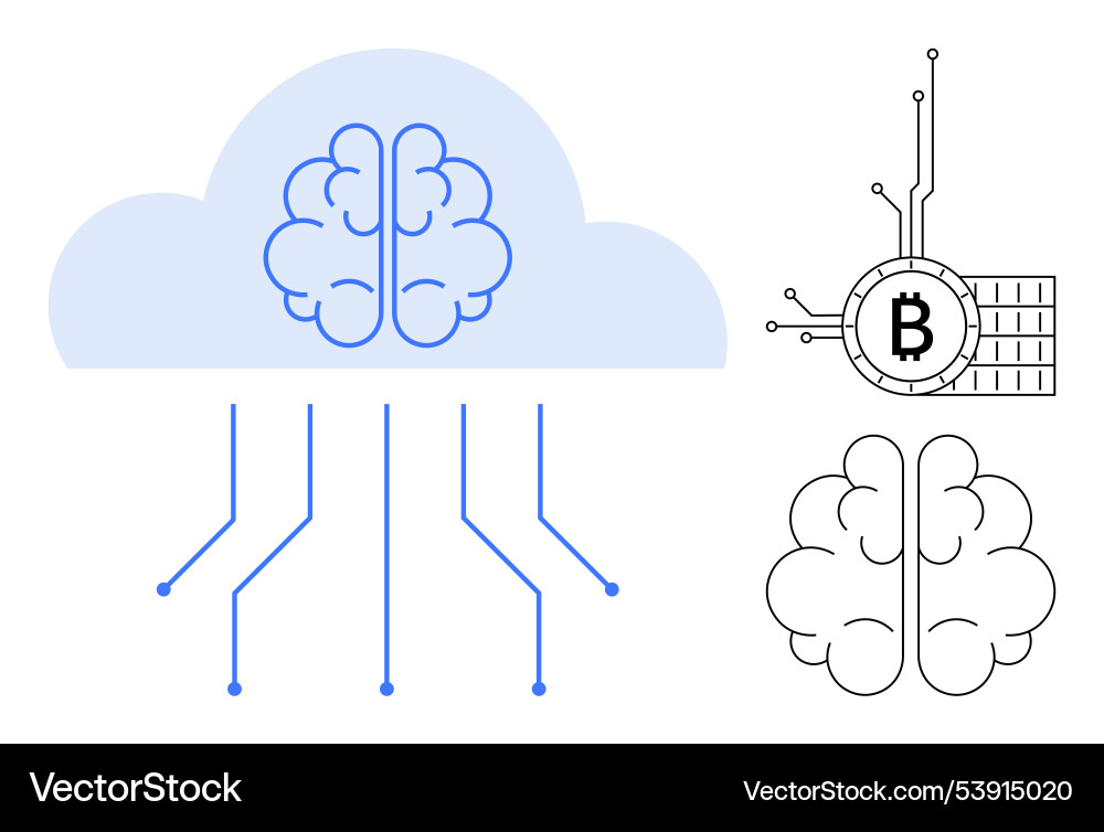 Cloud computing and cryptocurrency integration Vector Image