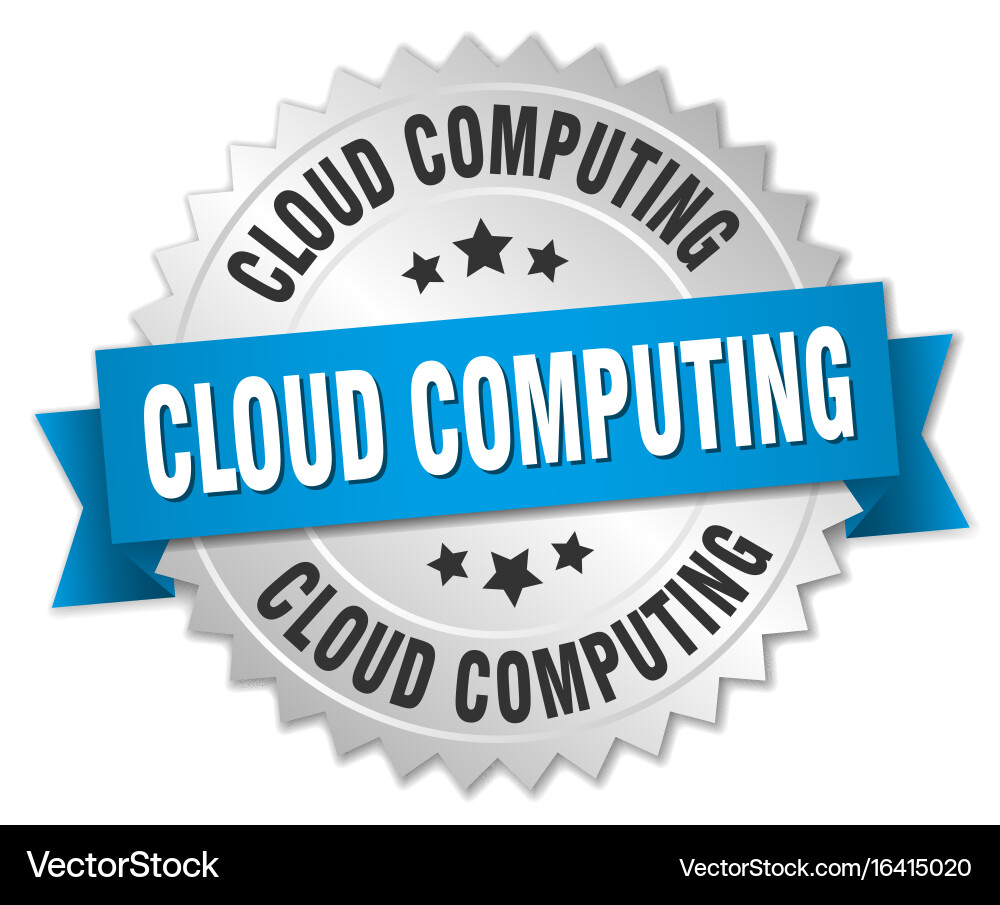 Cloud computing round isolated silver badge vector image