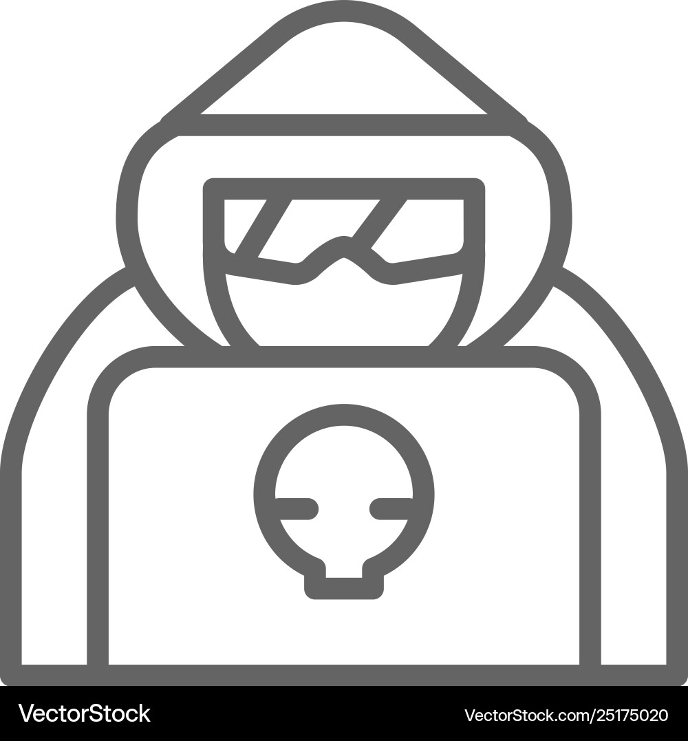 Computer hacker with laptop spy agent line icon Computer hacker with laptop spy agent line icon Vector Image