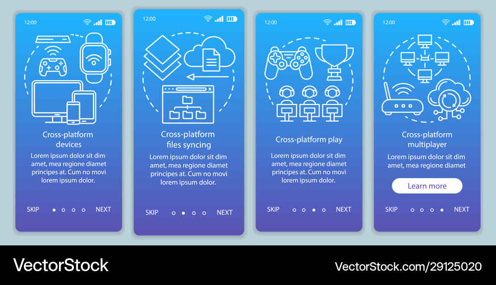 Cross platform connection onboarding mobile app Cross platform connection onboarding mobile app vector image