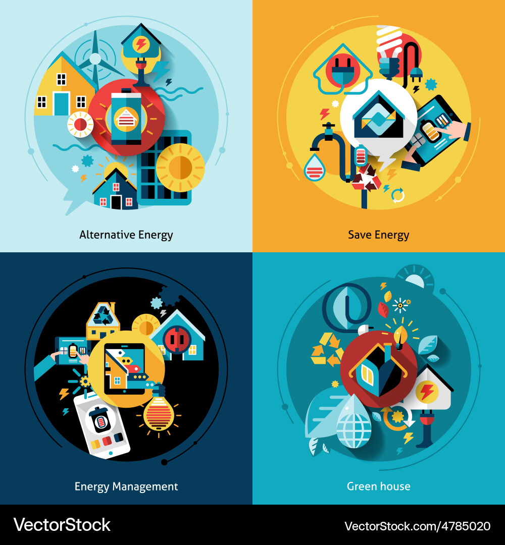 Energy efficiency set Royalty Free Vector Image