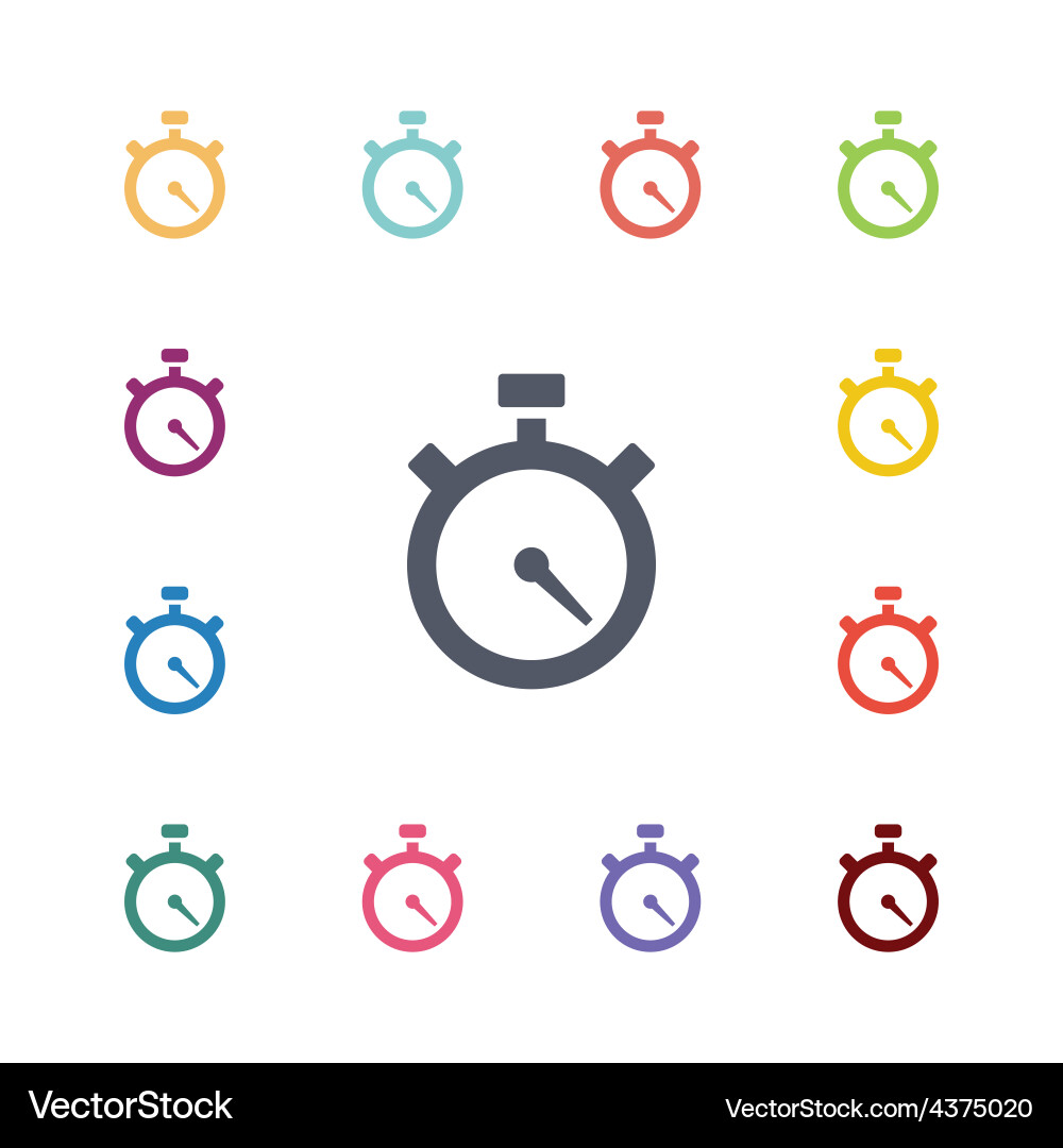 Flat Timer Icons - Stopwatch Collection Vector Image