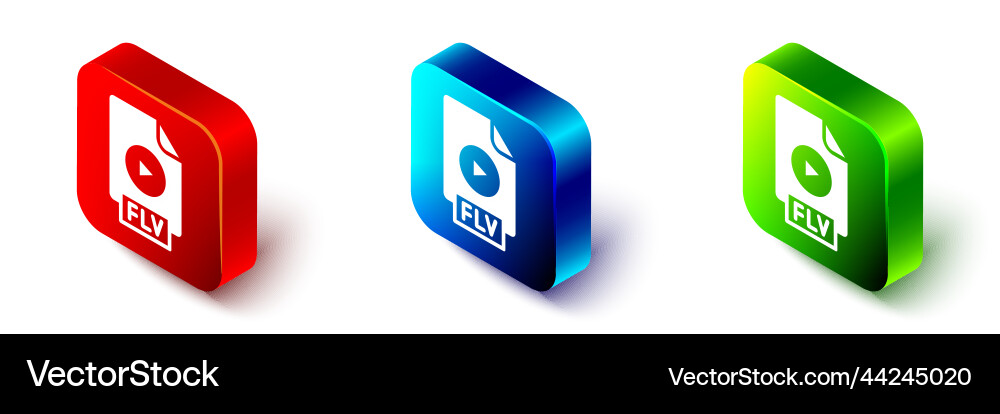 Isometric flv file document video format Isometric flv file document video format Vector Image