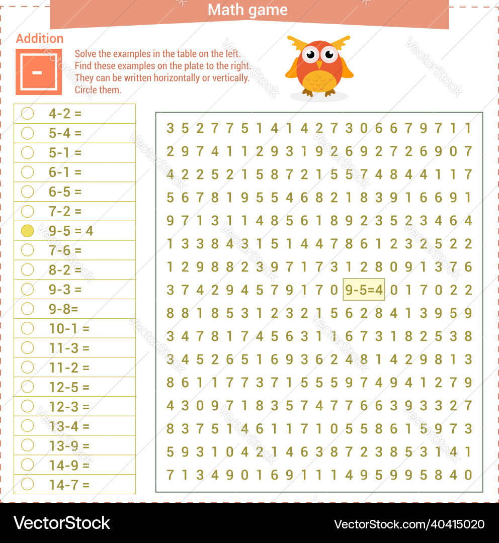 Mathematical game solve the examples Mathematical game solve the examples Vector Image