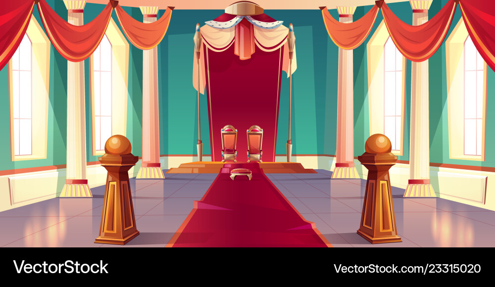 Medieval kings palace throne hall cartoon