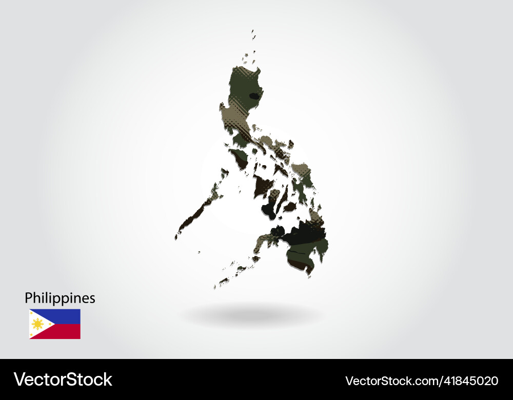 Philippines map with camouflage pattern forest Philippines map with camouflage pattern forest vector image