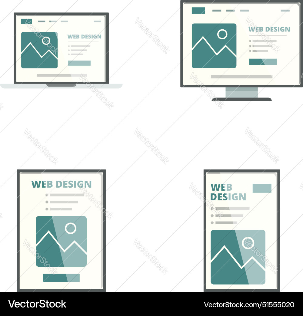 Responsive web design concepts on various devices Responsive web design concepts on various devices Vector Image