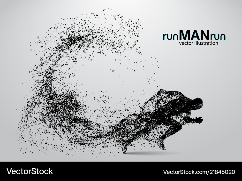 Running Man Silhouette - Particle Effect vector image