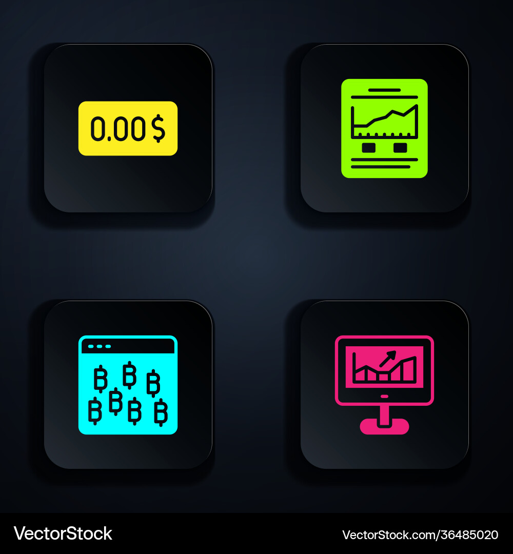 Set computer with growth graph zero cost bitcoin Set computer with growth graph zero cost bitcoin Vector Image