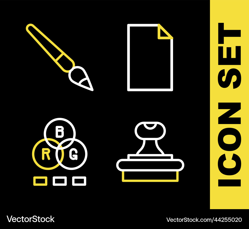 Set line empty document stamp rgb color mixing Vector Image