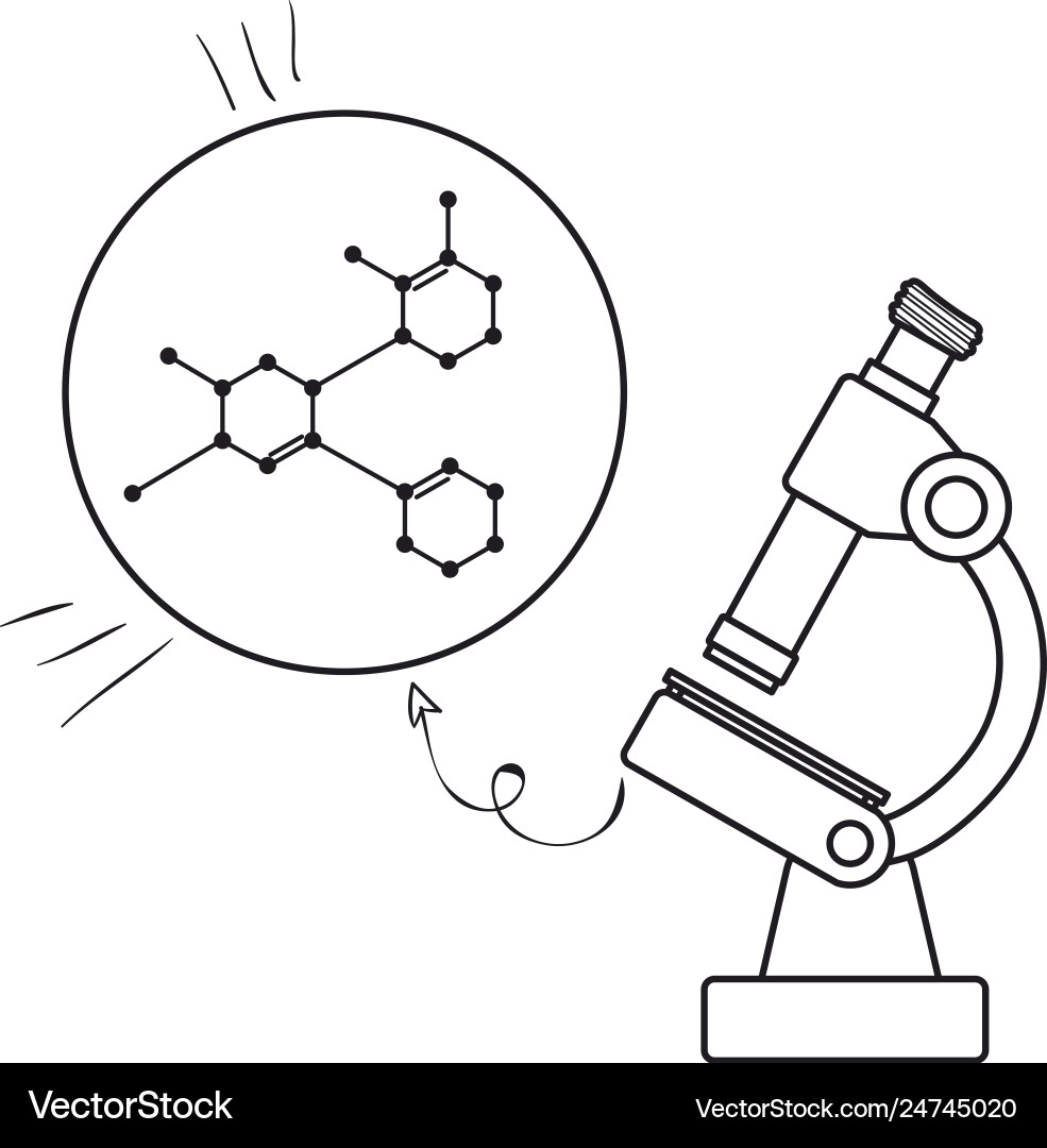 Structure molecular with microscope Vector Image