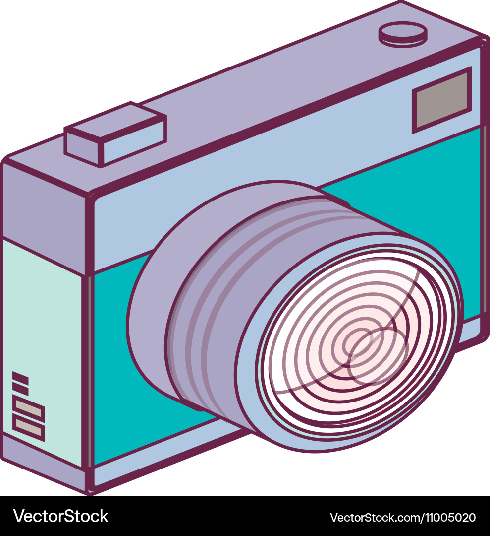 Tech digital camera with flash minimalist vector image