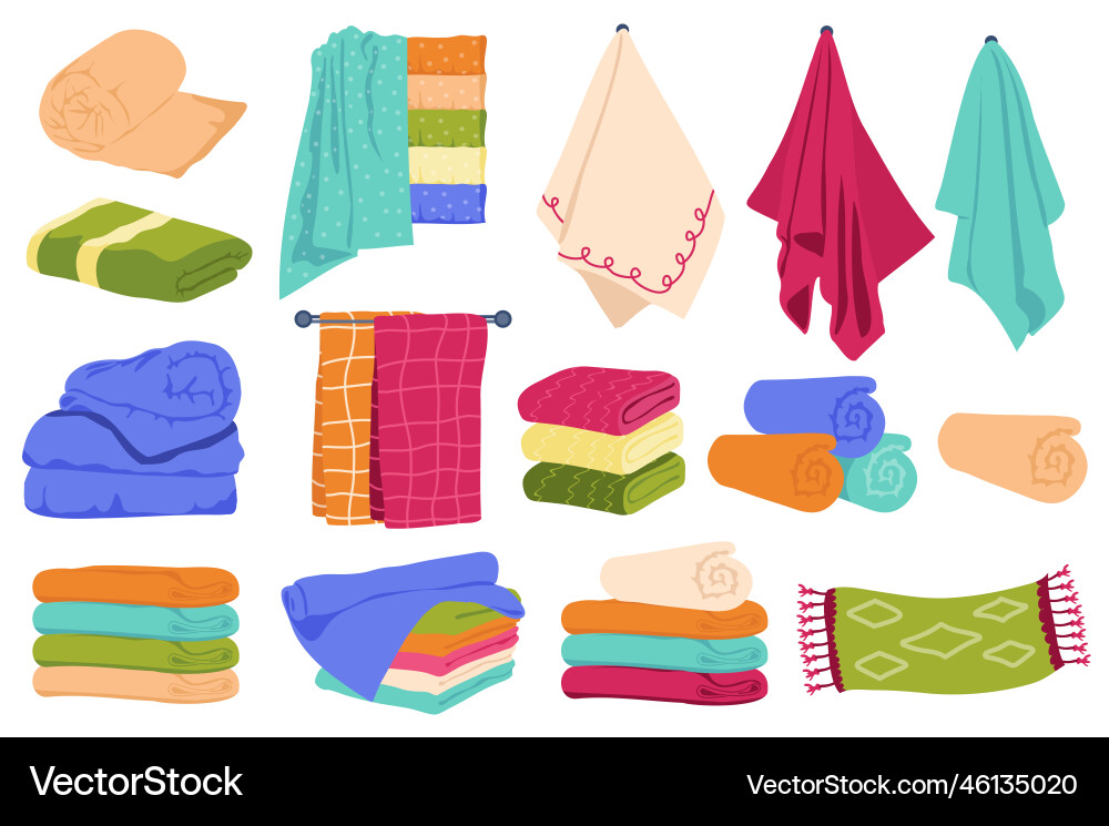 Towels set graphic elements in flat design vector image