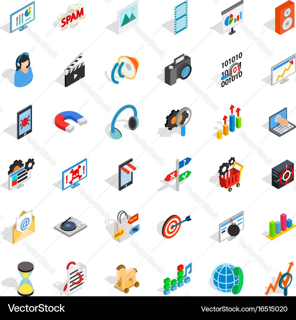 Web operation icons set isometric style vector image