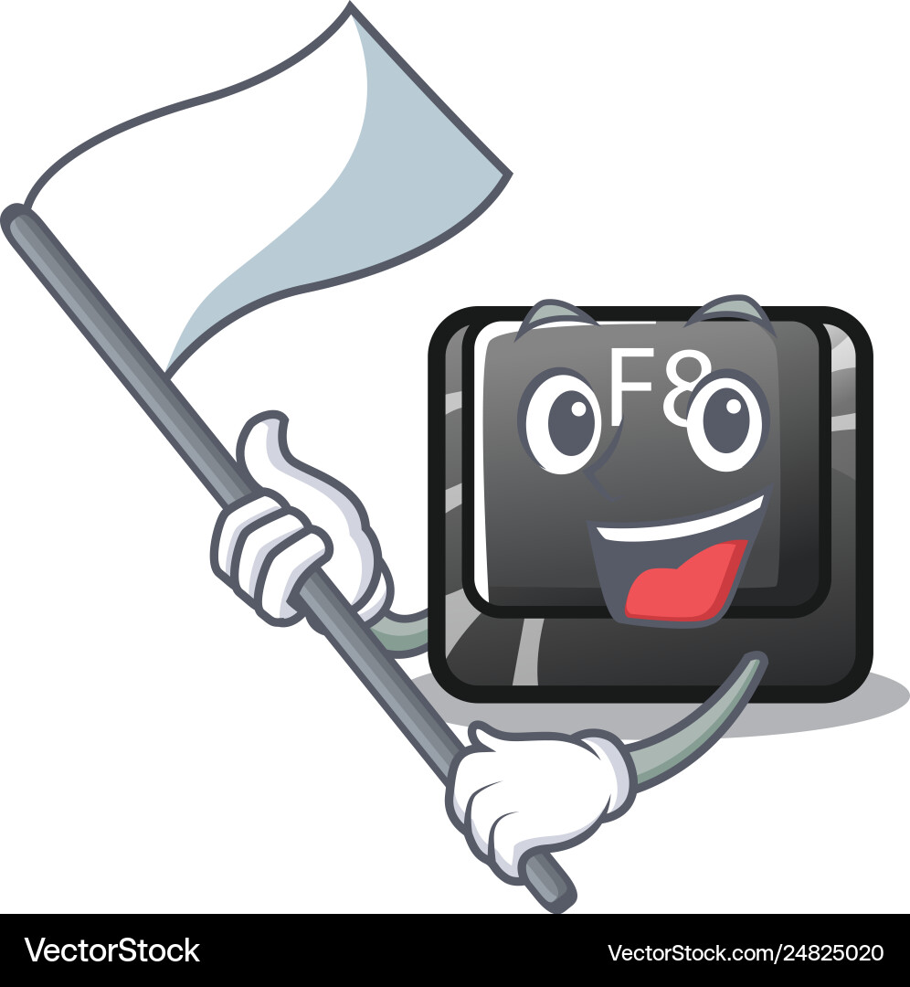 With flag f8 button displayed on cartoon keyboard vector image