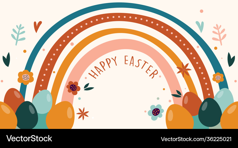 Boho easter concept design bunnies eggs flowers Boho easter concept design bunnies eggs flowers vector image