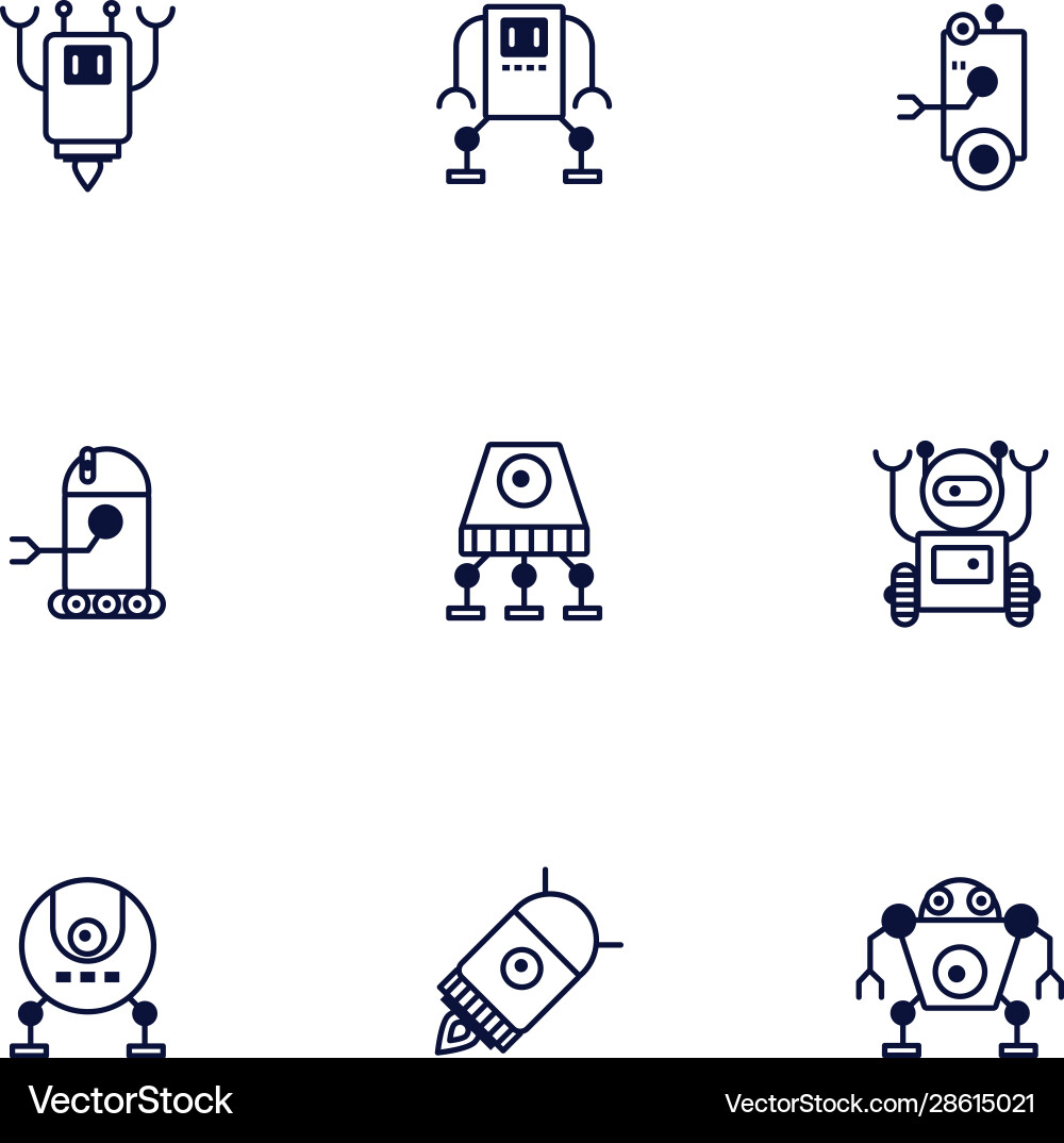 Bundle robots cyborg set icons Bundle robots cyborg set icons Vector Image