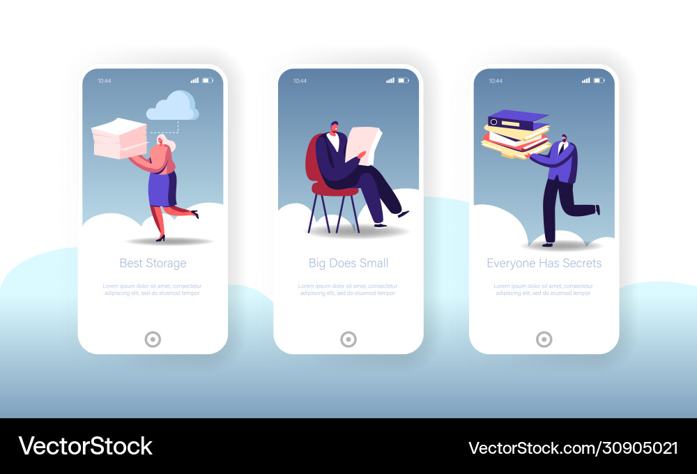 Cloud computing storage mobile app page onboard Cloud computing storage mobile app page onboard vector image