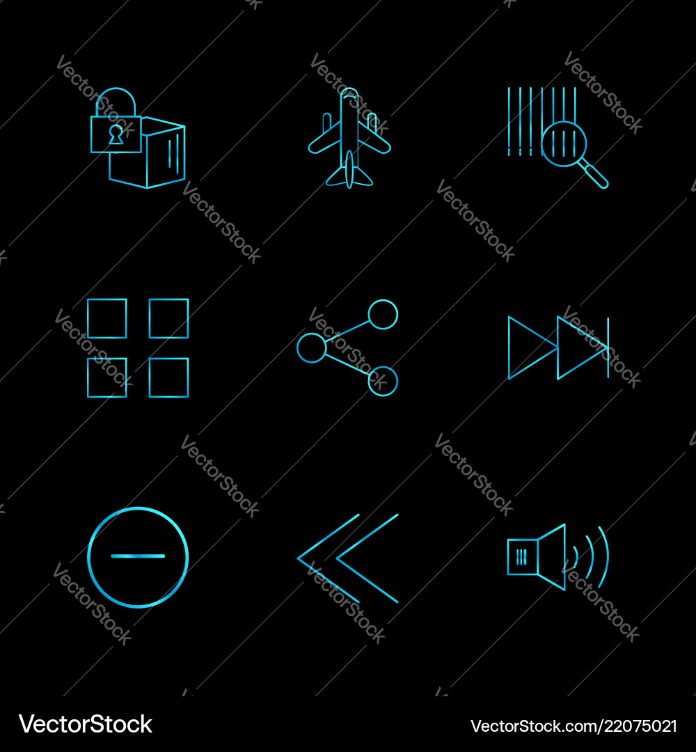 Cube share blocks speaker user interface icons Vector Image