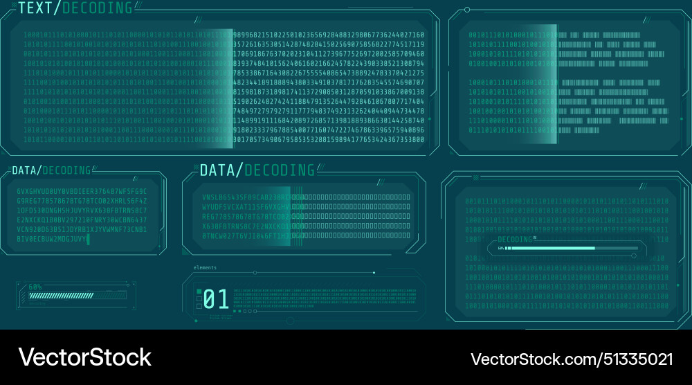 Data entry and text decoding on futuristic Data entry and text decoding on futuristic vector image