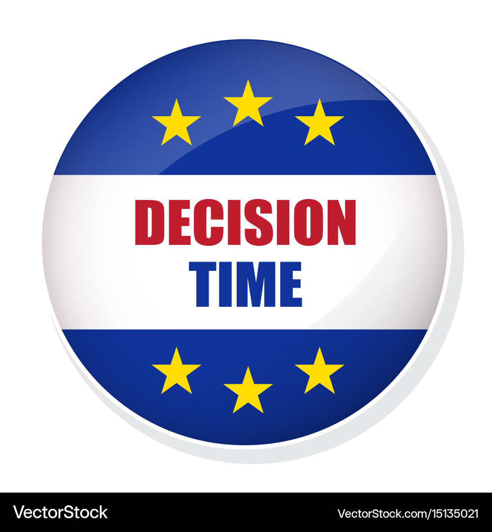 Decision time pin button Vector Image