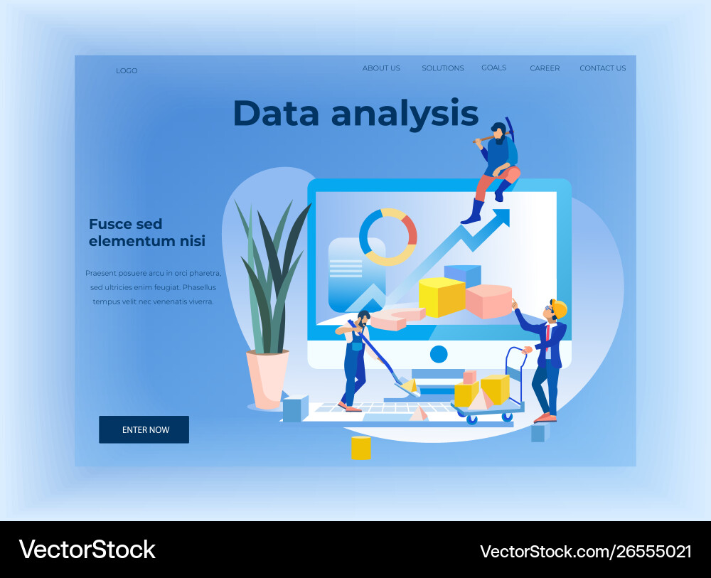 Landing page for statistic data analysis apps vector image