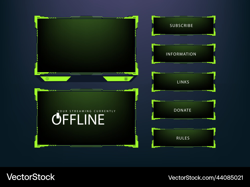 Live gaming overlay design with buttons Vector Image