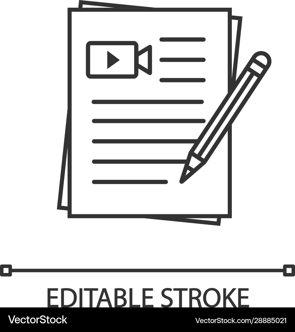 Movie Script Icon - Linear Style Vector Image