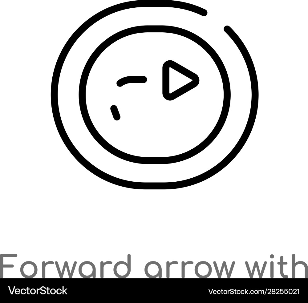 Outline forward arrow with broken line icon vector image