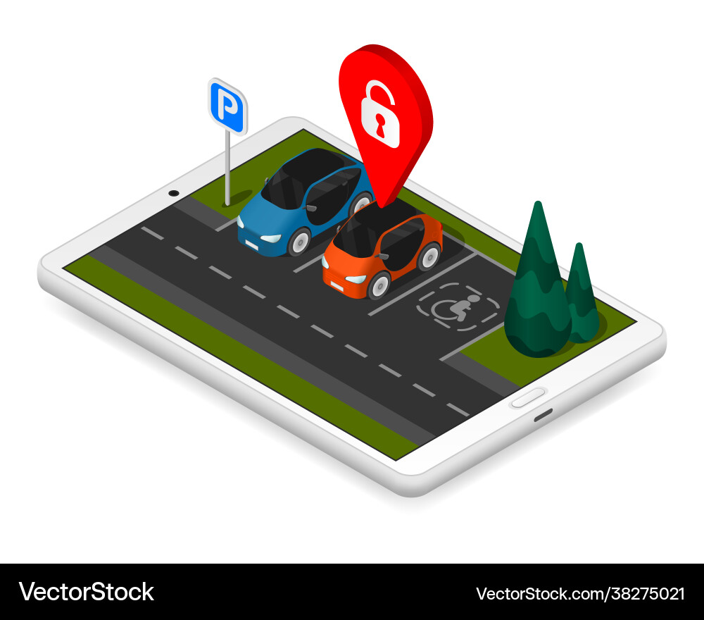 Parking isometric composition Parking isometric composition vector image