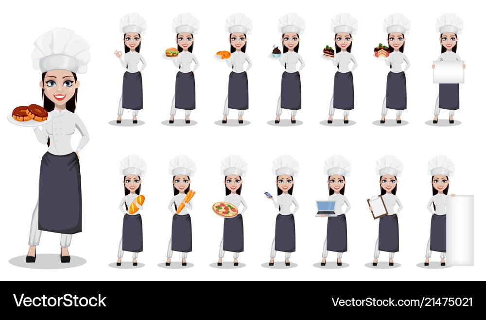 Schöne Bäckerfrau in professioneller Uniform Schöne Bäckerfrau in professioneller Uniform vektorbild