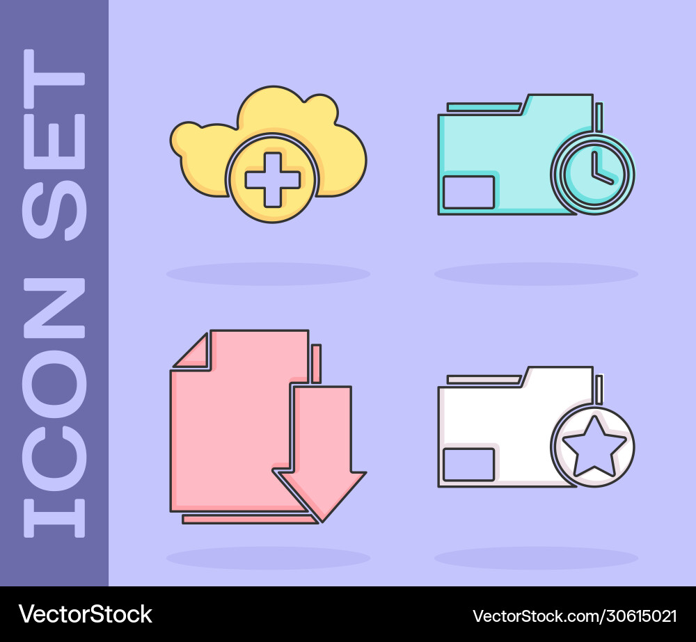 Set document folder with star add cloud Set document folder with star add cloud vector image