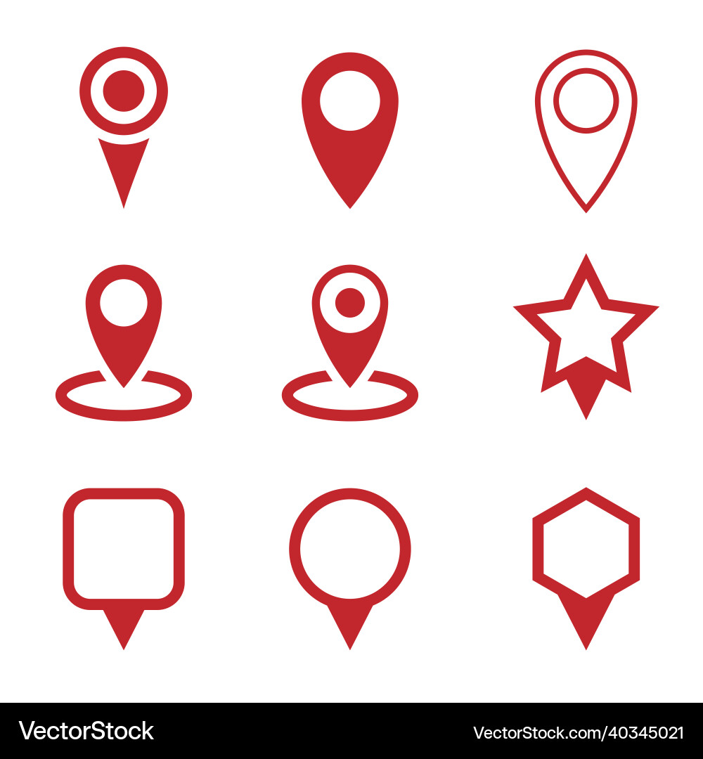 Set of red map marker pin location icon vector image