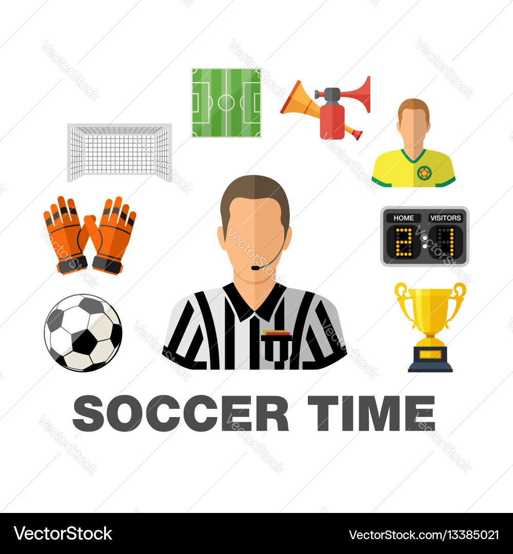 Soccer Flat Icon Set Vector Image