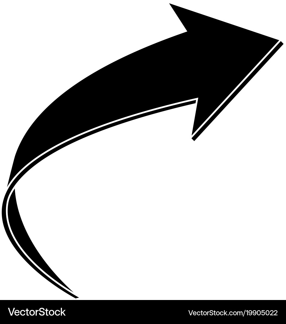 Black flat arrow bent icon Vector Image