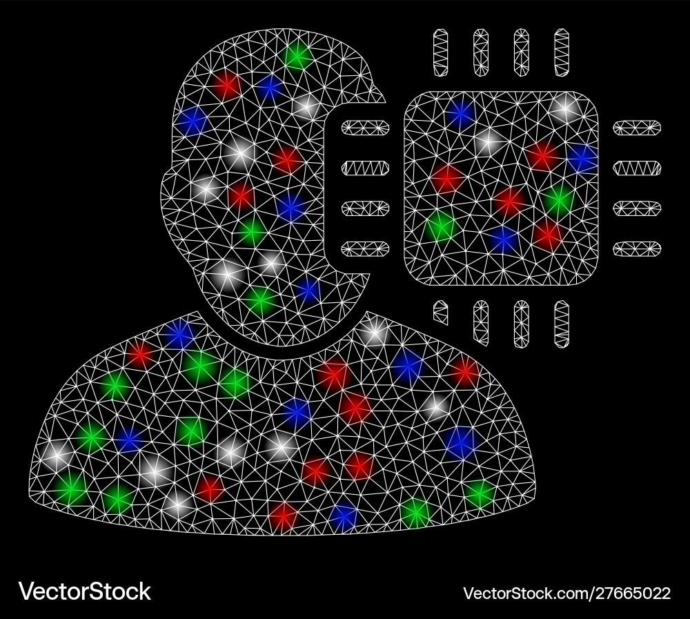 Bright mesh network neuro interface with flash Bright mesh network neuro interface with flash vector image