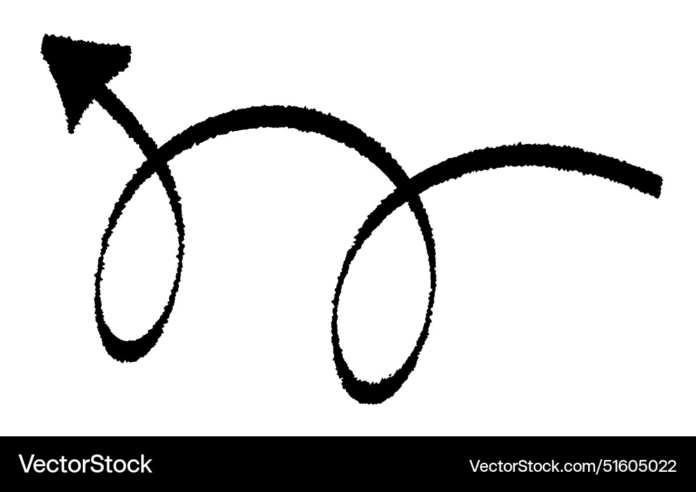 Brush-styled rightward arrow with loops Brush-styled rightward arrow with loops vector image