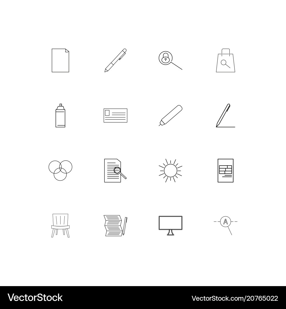 Creative process and design linear thin icons set vector image