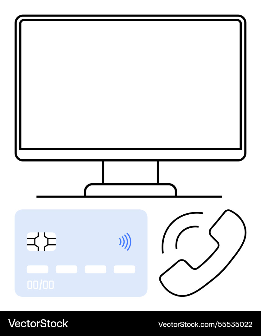 Digital transactions with computer screen Digital transactions with computer screen vector image