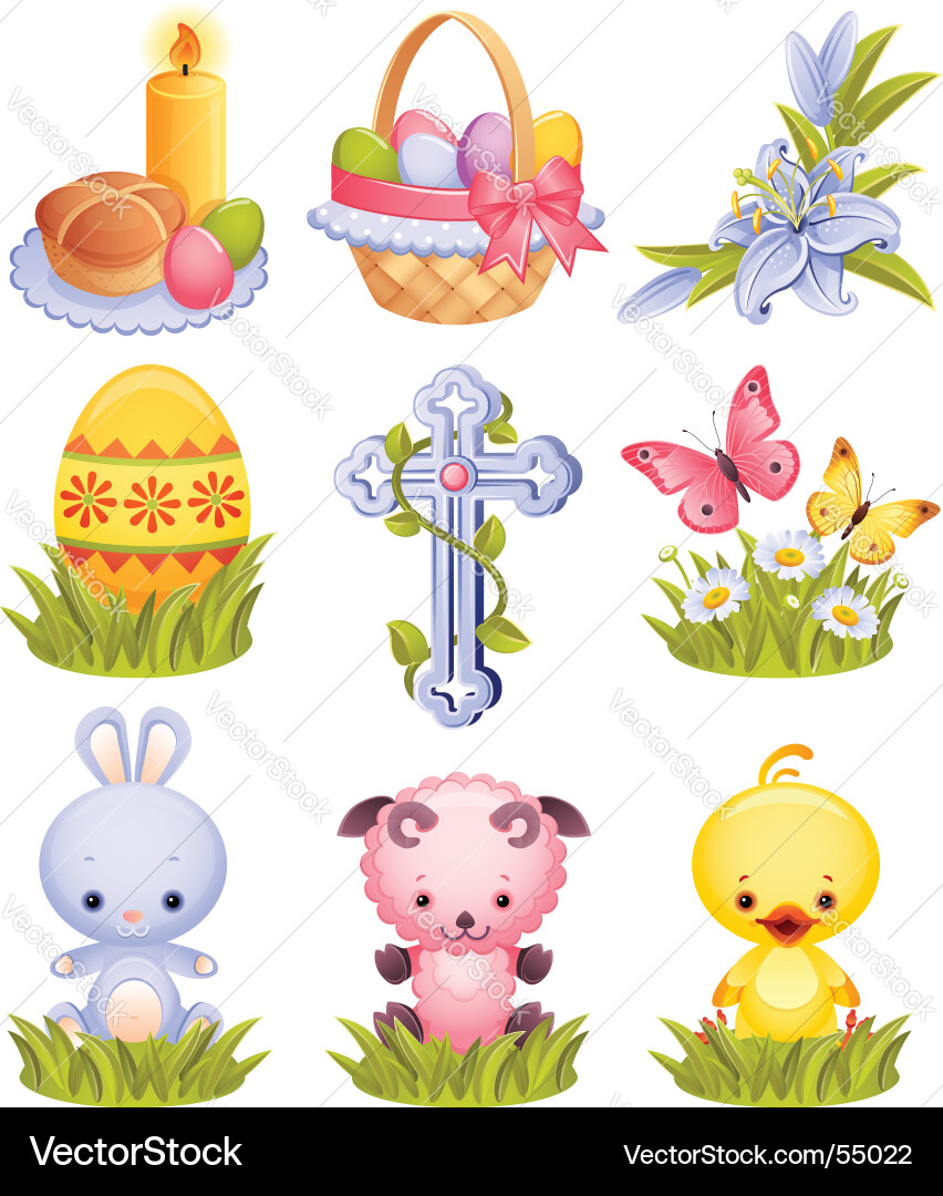Easter Icon Set - Spring Celebration vector image