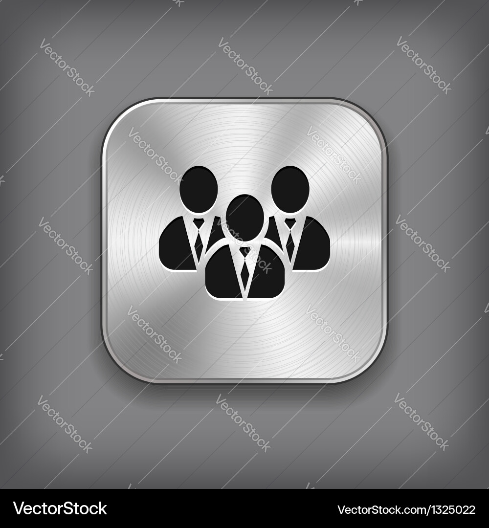 Group Network Icon - Metallic App Button Vector Image