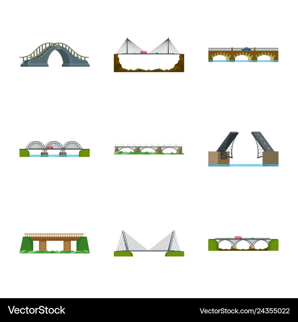 Isolated object of bridgework and bridge symbol Isolated object of bridgework and bridge symbol vector image