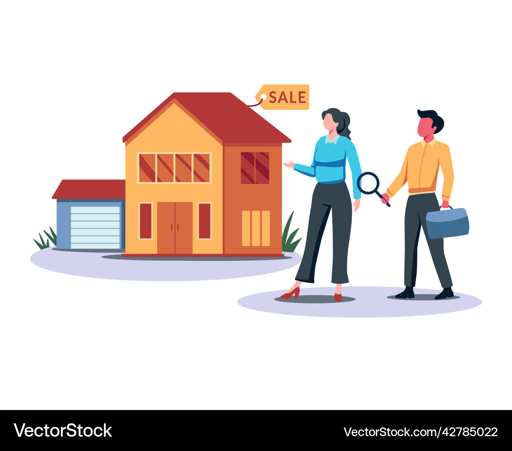 Menschen kaufen Immobilien Menschen kaufen Immobilien vektorbild