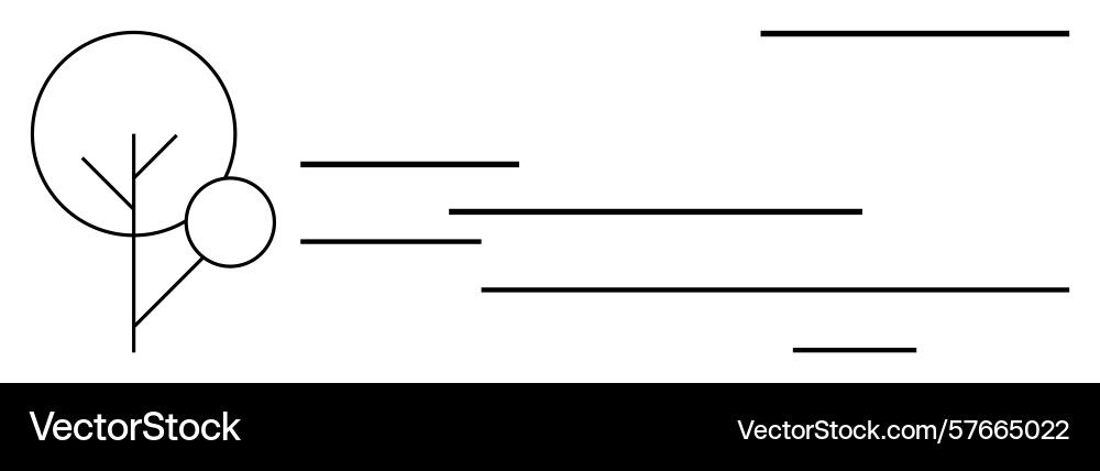 Minimalistic tree with wind lines representing Minimalistic tree with wind lines representing vector image