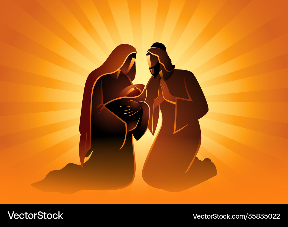 Nativity scene holy family mary and joseph Nativity scene holy family mary and joseph vector image
