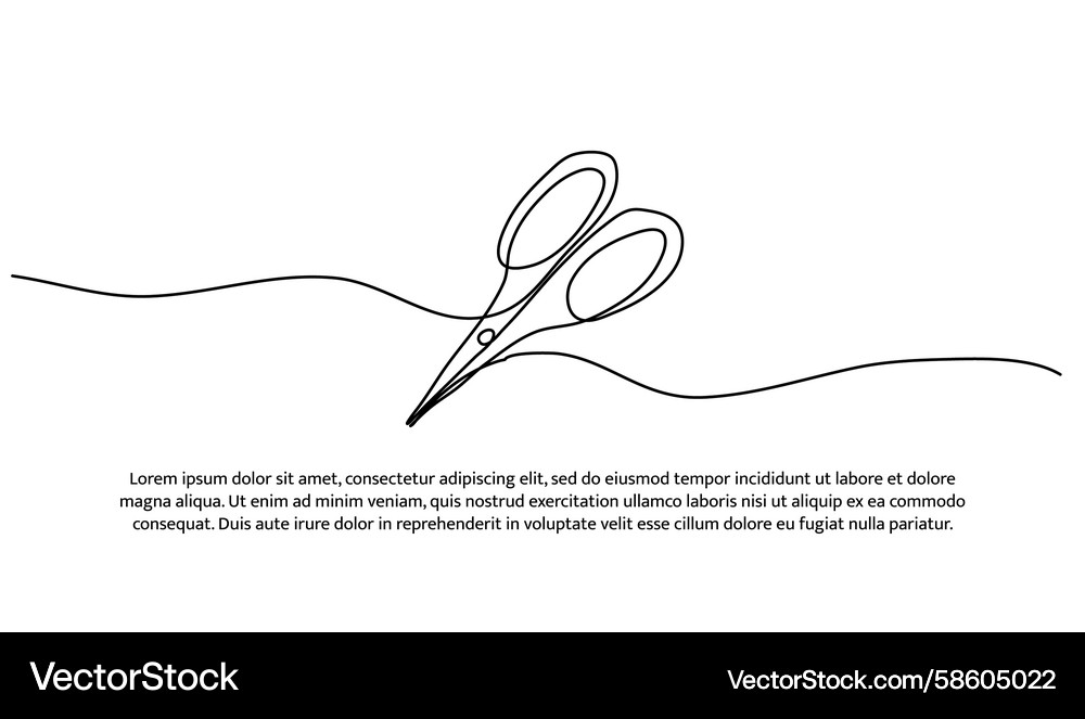 One line of scissors abstract minimal continuous Vector Image