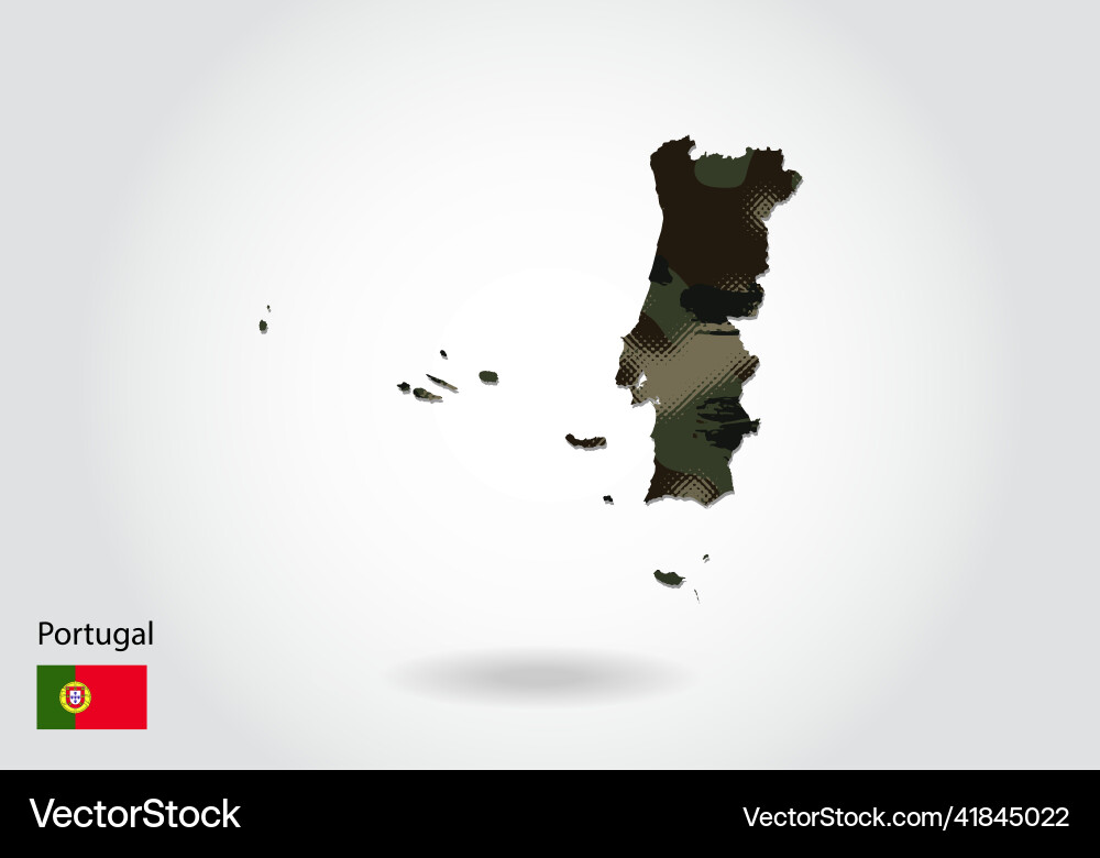 Portugal map with camouflage pattern forest Portugal map with camouflage pattern forest vector image